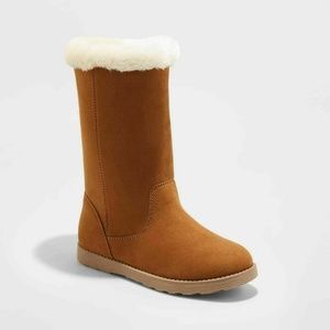 Cat & Jack Boots Girls Size‎ 4 Kameryn Faux Fur Shearling Chestnut Brown NEW